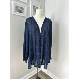 Aspeed Elegant Women’s Blue Hand Beaded Sheer Jacket Size XXL